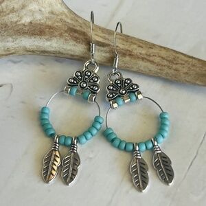 Turquoise Seed Bead Dangle Earrings